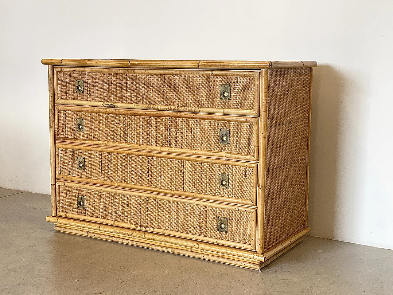 Bamboo chest of drawers by Dal Vera, 70s 4