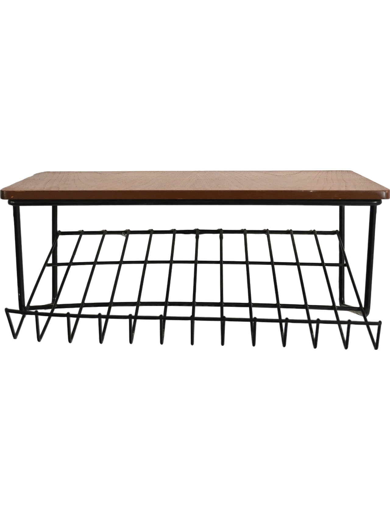 Comodino sospeso svedese in teak e metallo anni '50 5