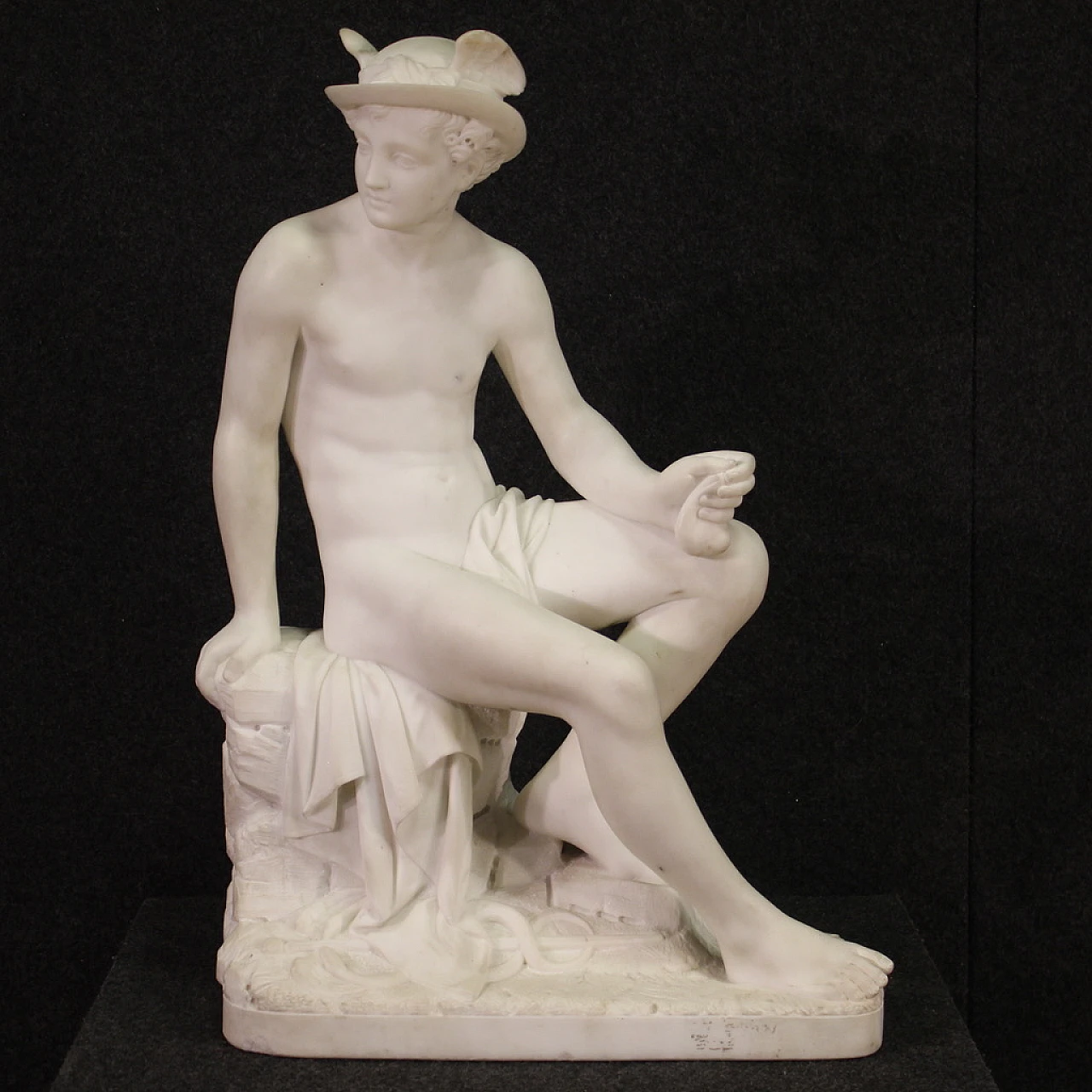 Mercury, Neoclassic Carrara marble sculpture, 19th century 1