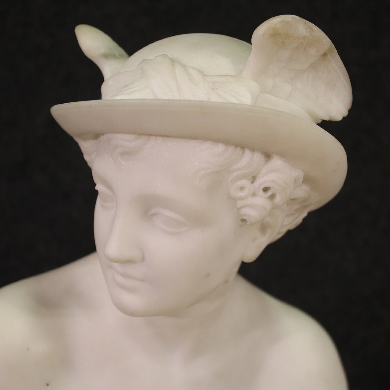 Mercury, Neoclassic Carrara marble sculpture, 19th century 3