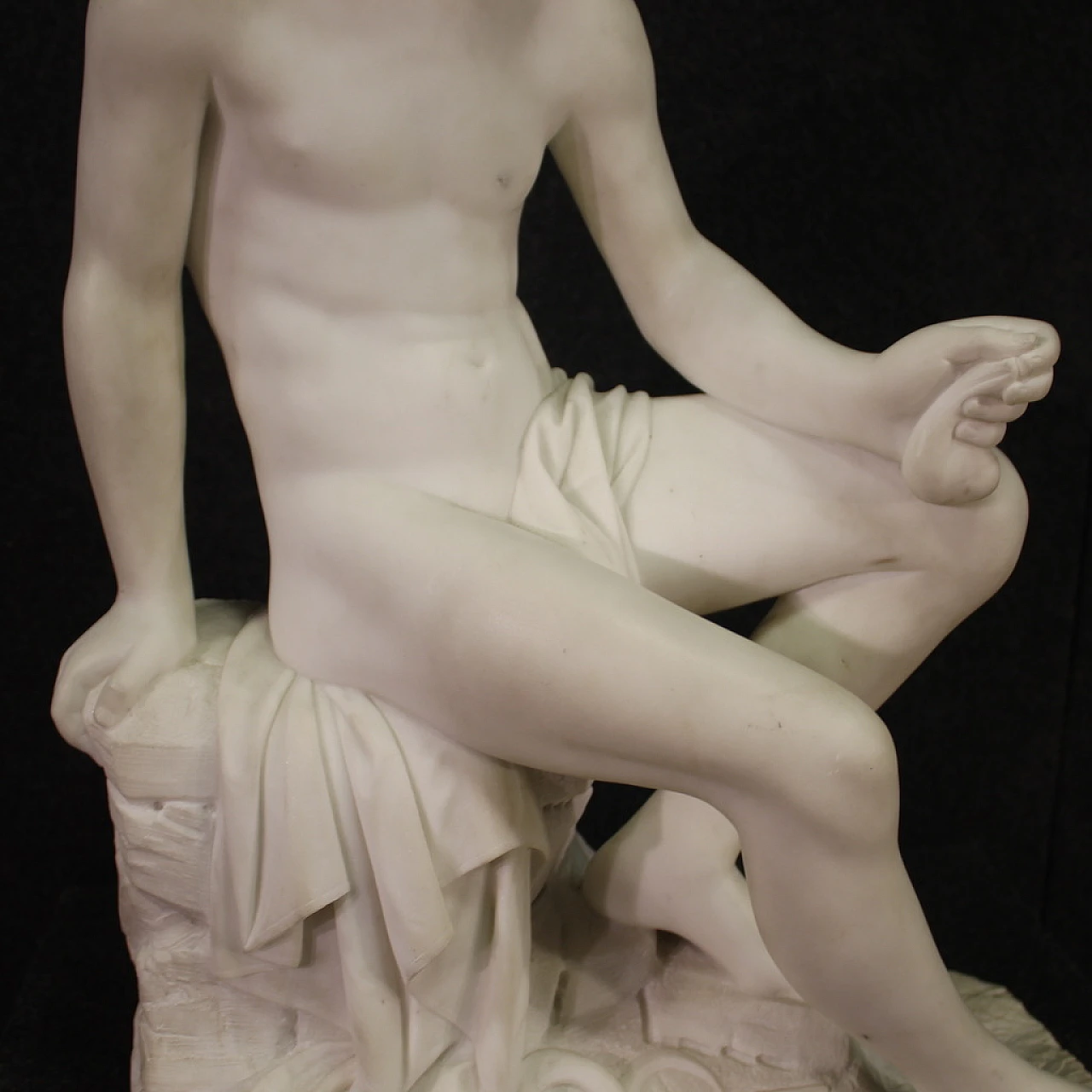 Mercury, Neoclassic Carrara marble sculpture, 19th century 4