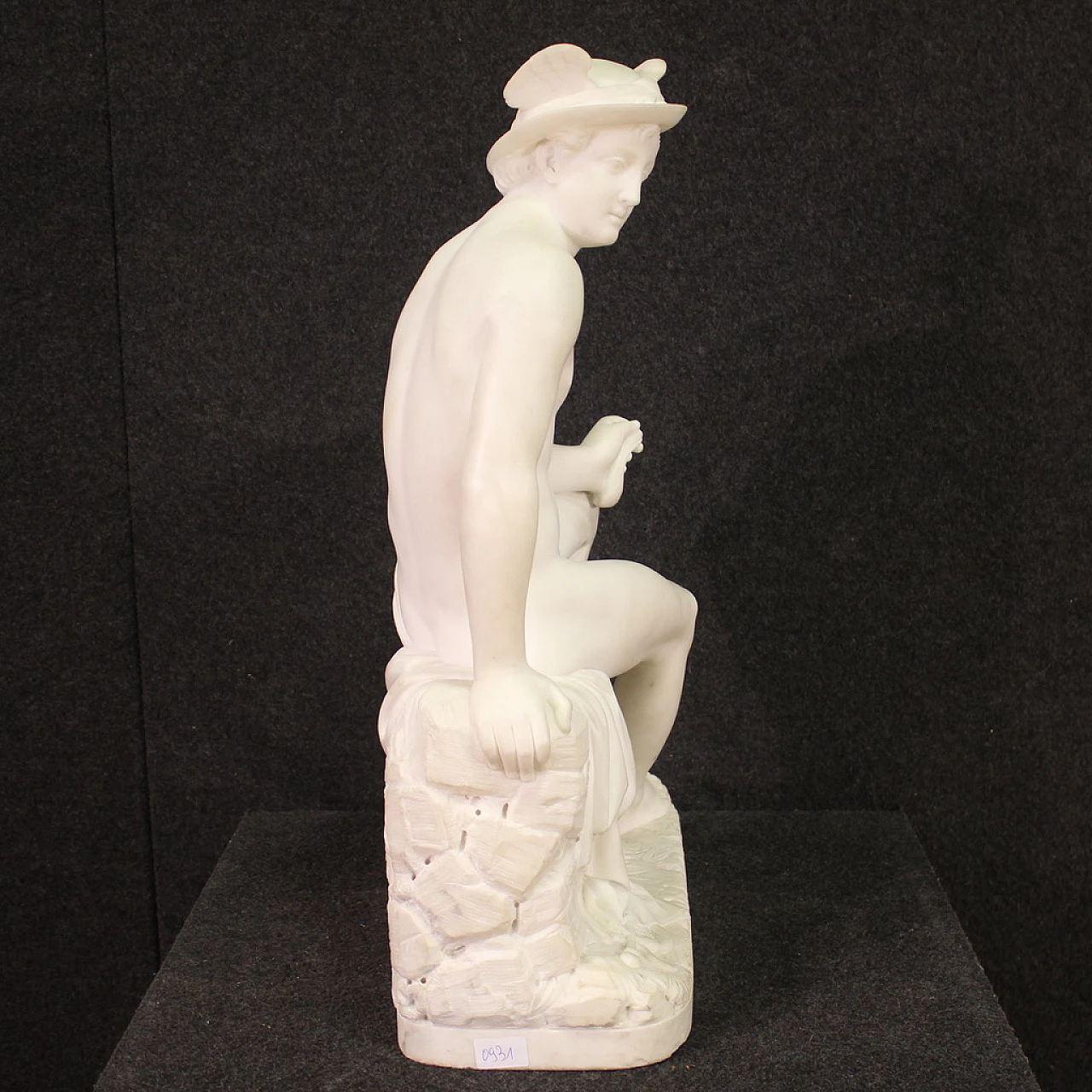 Mercury, Neoclassic Carrara marble sculpture, 19th century 9
