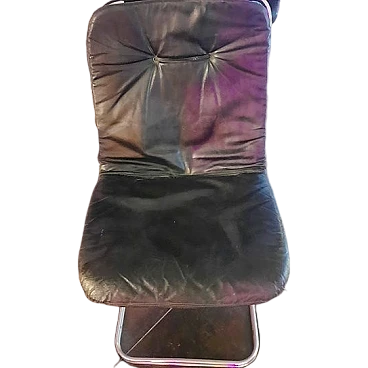 4 sedie in acciaio e pelle nello stile di Gastone Rinaldi, anni '70