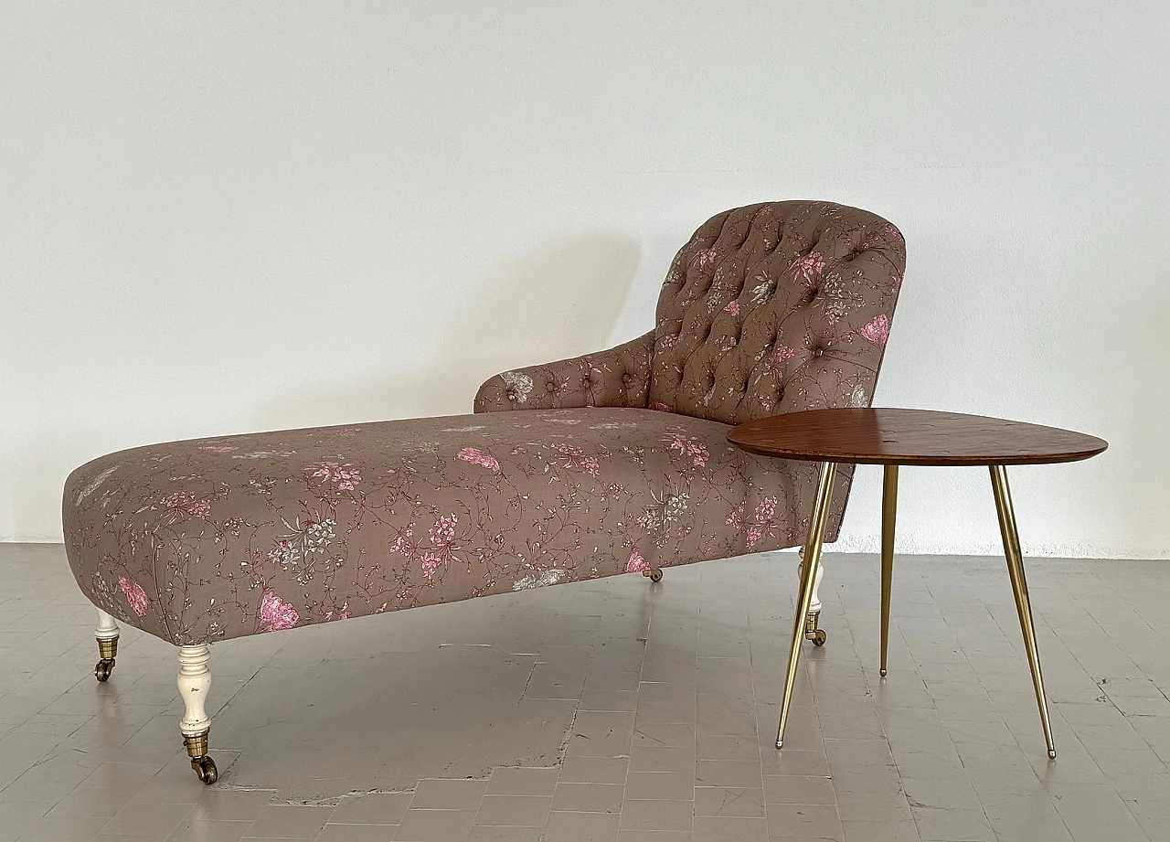 Victorian chaise longue with capitonné upholstery, 1950s 10