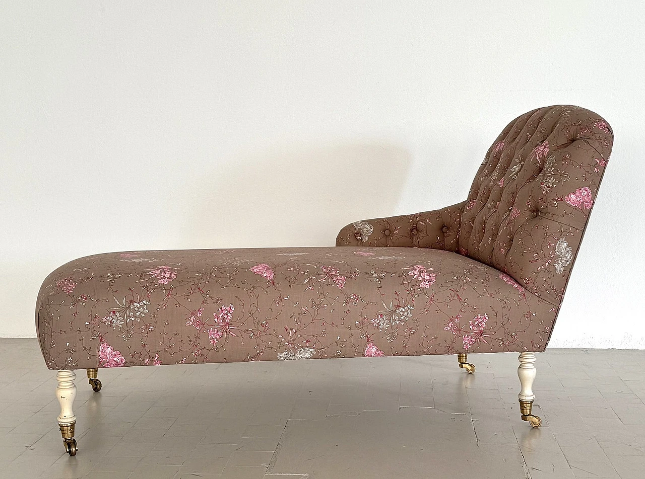 Victorian chaise longue with capitonné upholstery, 1950s 21
