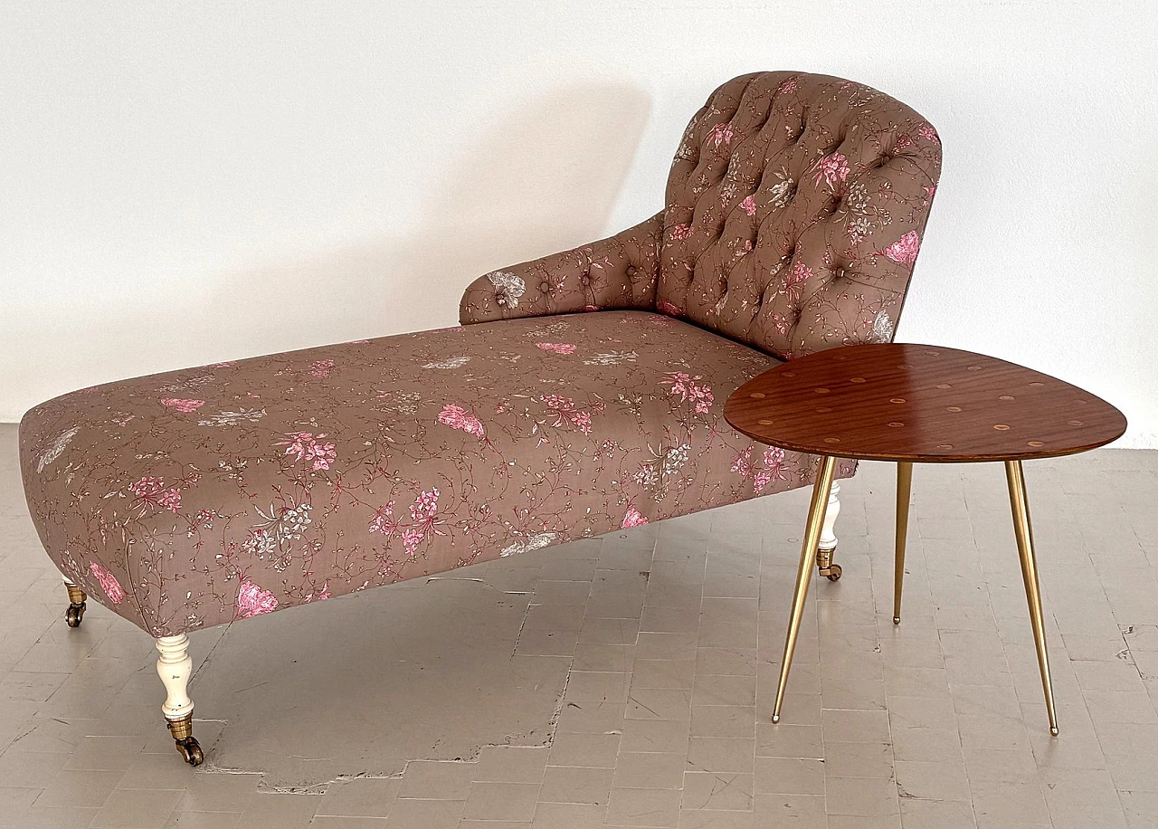 Victorian chaise longue with capitonné upholstery, 1950s 23