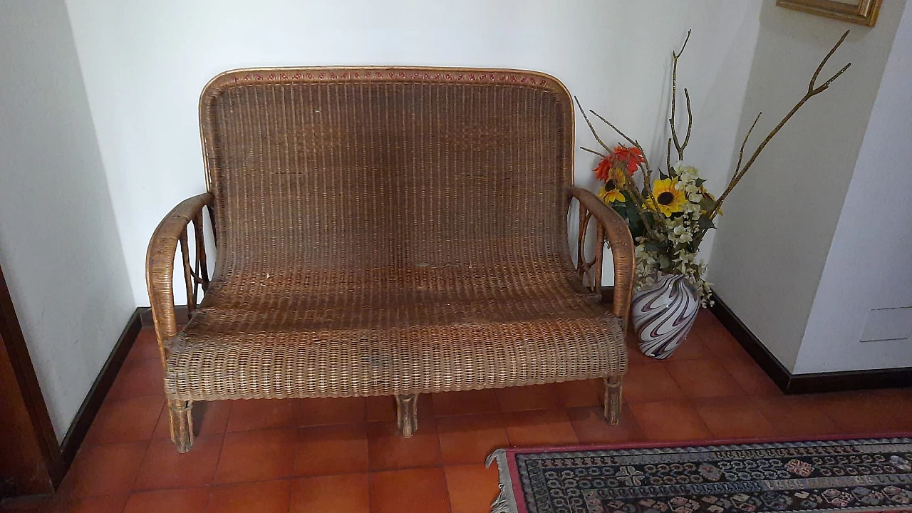 Wicker sofa, 1950s 1