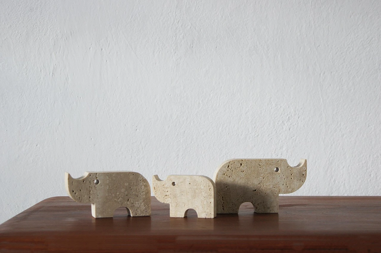 3 Travertine animal sculptures by Fratelli Mannelli, 1970s 1
