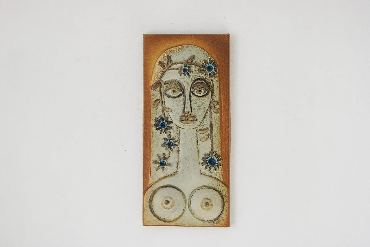 Relief Woman Plate in Ceramic by Josef Simon for Søholm Stentøj, 1960s 1