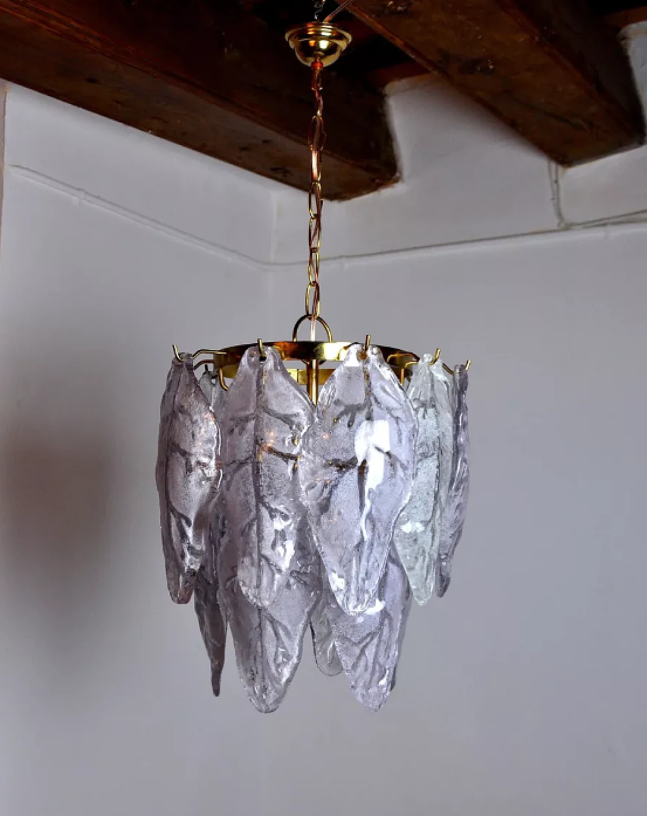 Lilac Murano glass chandelier by Mazzega, 1970s 1