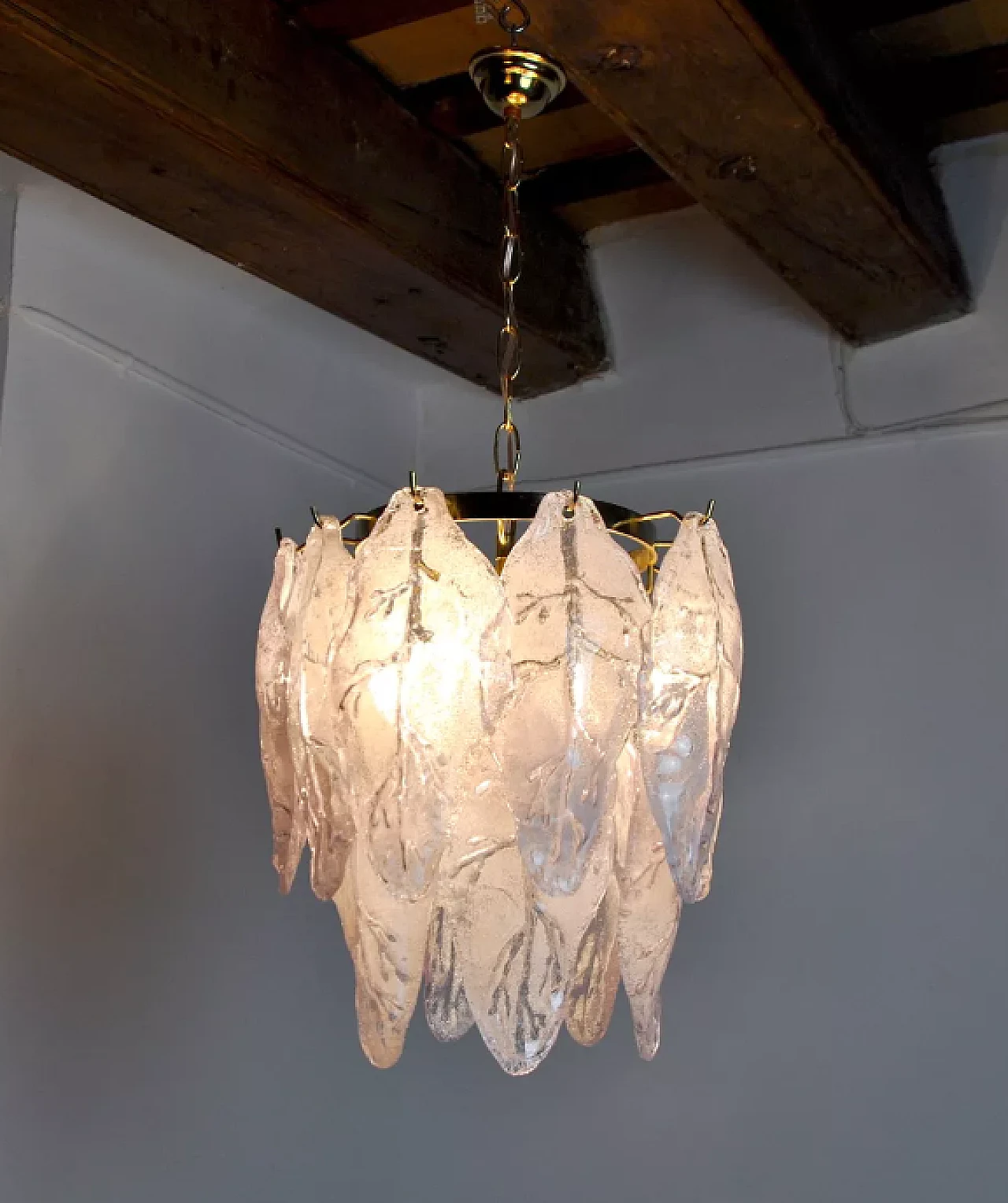 Lilac Murano glass chandelier by Mazzega, 1970s 3