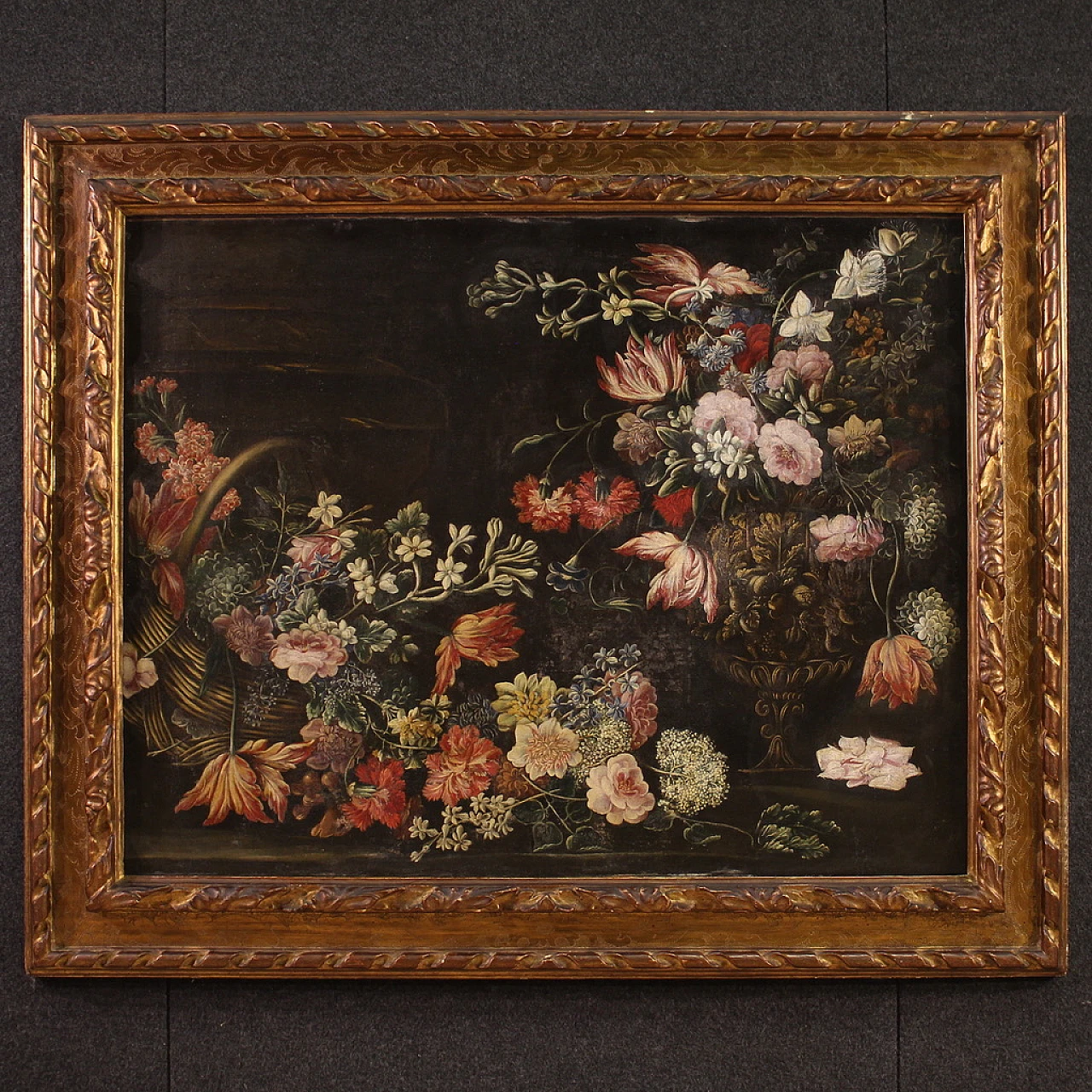 Italian Baroque Still life painting, oil on canvas, 17th century 1