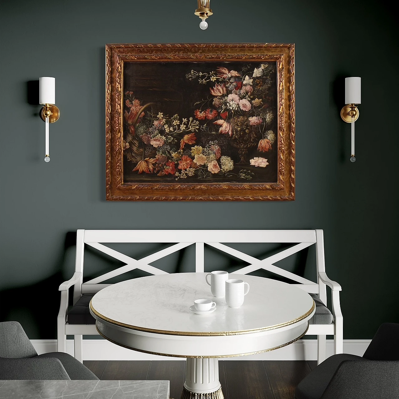 Italian Baroque Still life painting, oil on canvas, 17th century 13