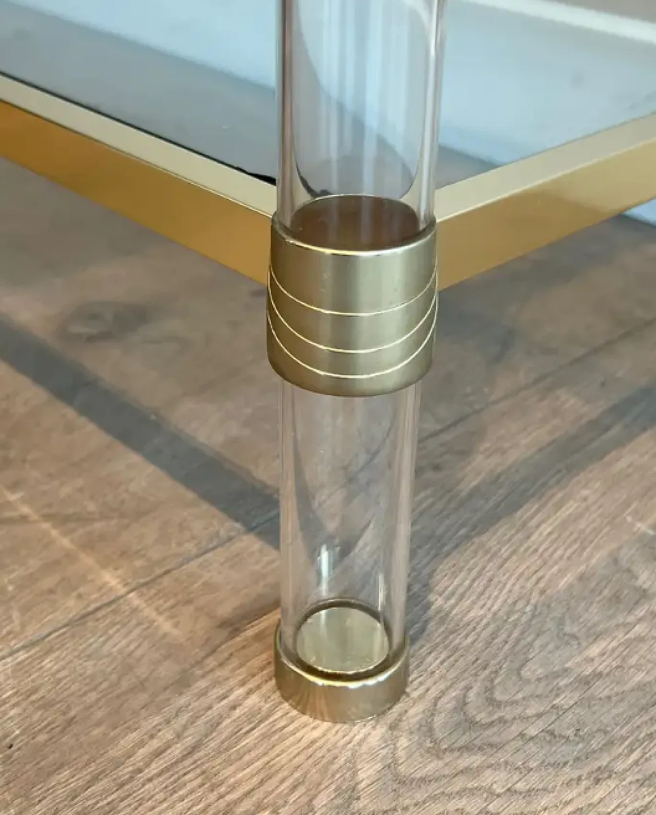 Consolle in lucite e metallo dorato, anni '70 9