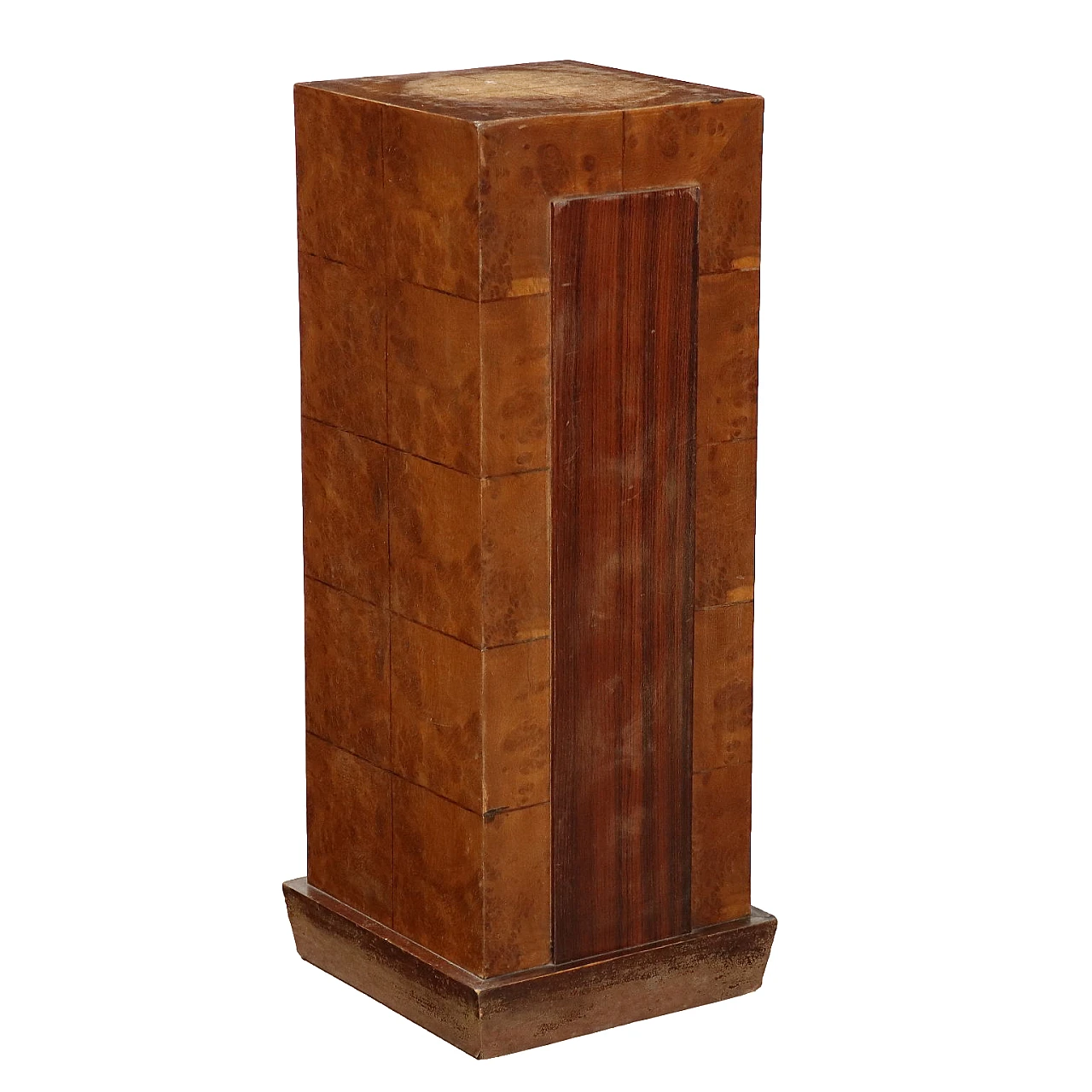 Art Deco briar-root veneered wood column, 1940s 1