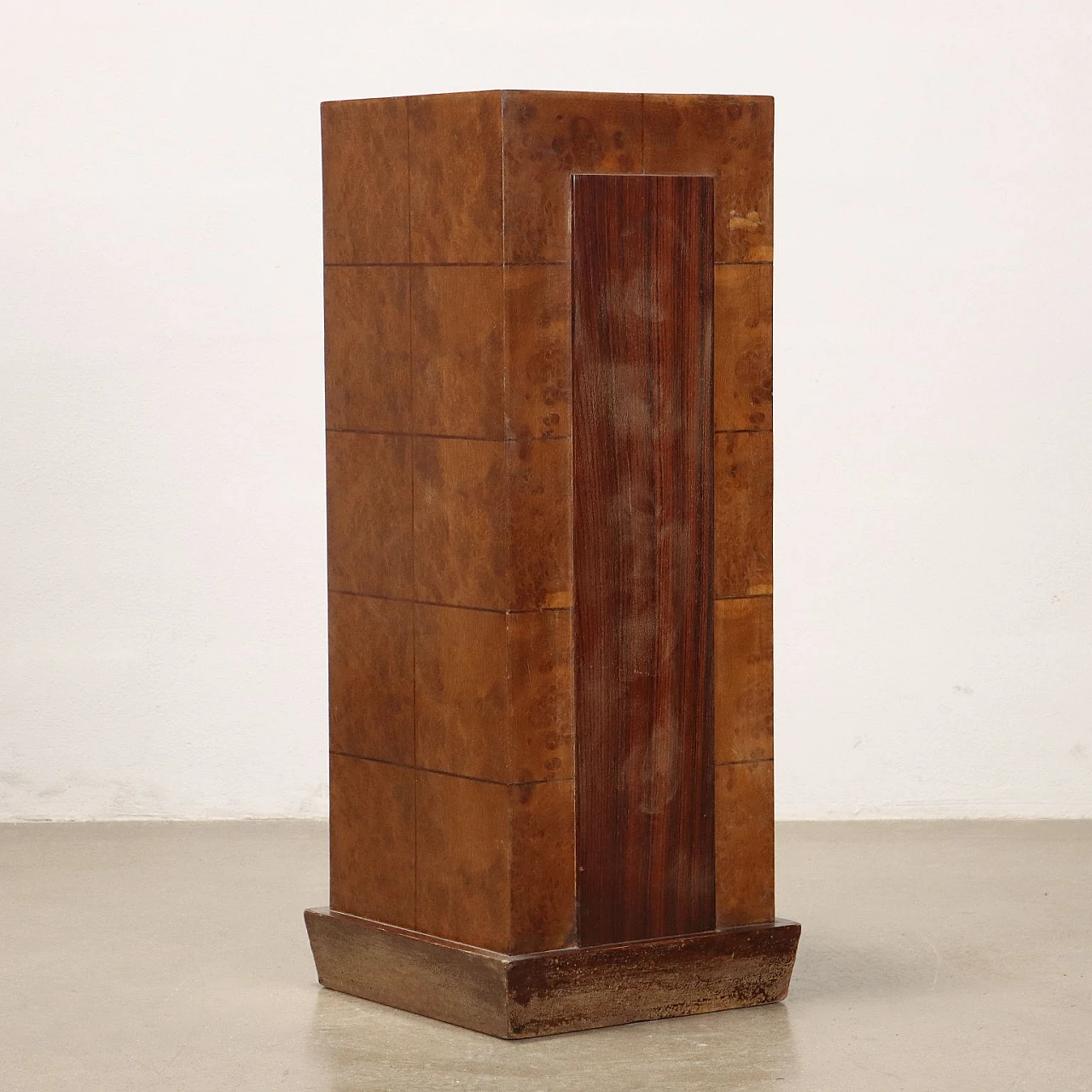 Art Deco briar-root veneered wood column, 1940s 6
