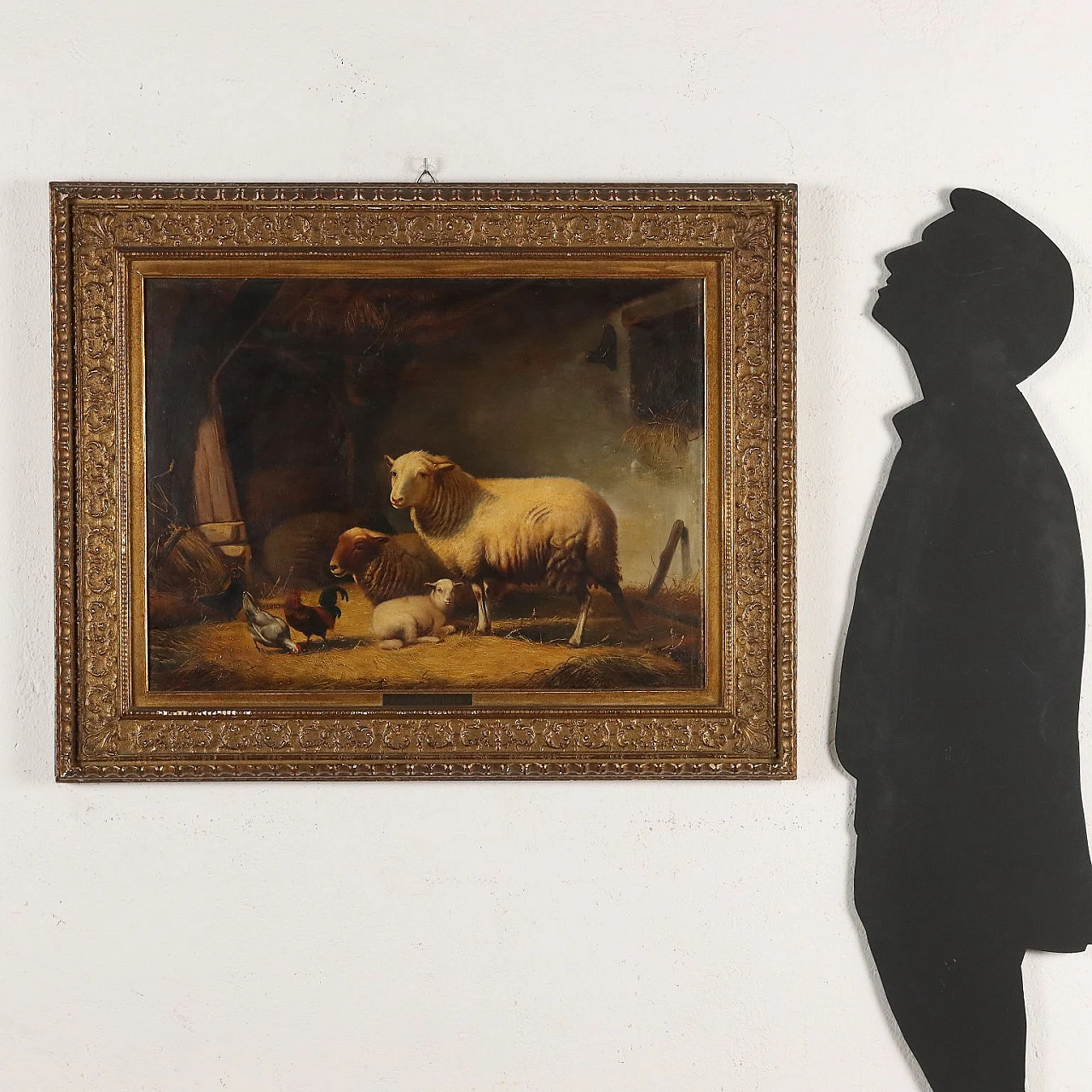 Eugène Verboeckhoven, In the barn, oil on panel, 1857 2