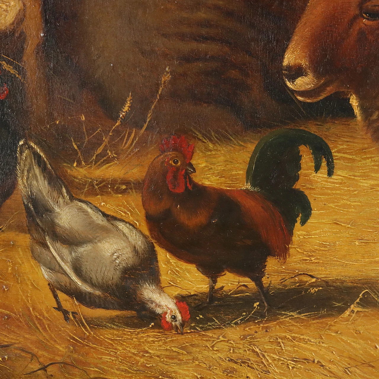 Eugène Verboeckhoven, In the barn, oil on panel, 1857 4
