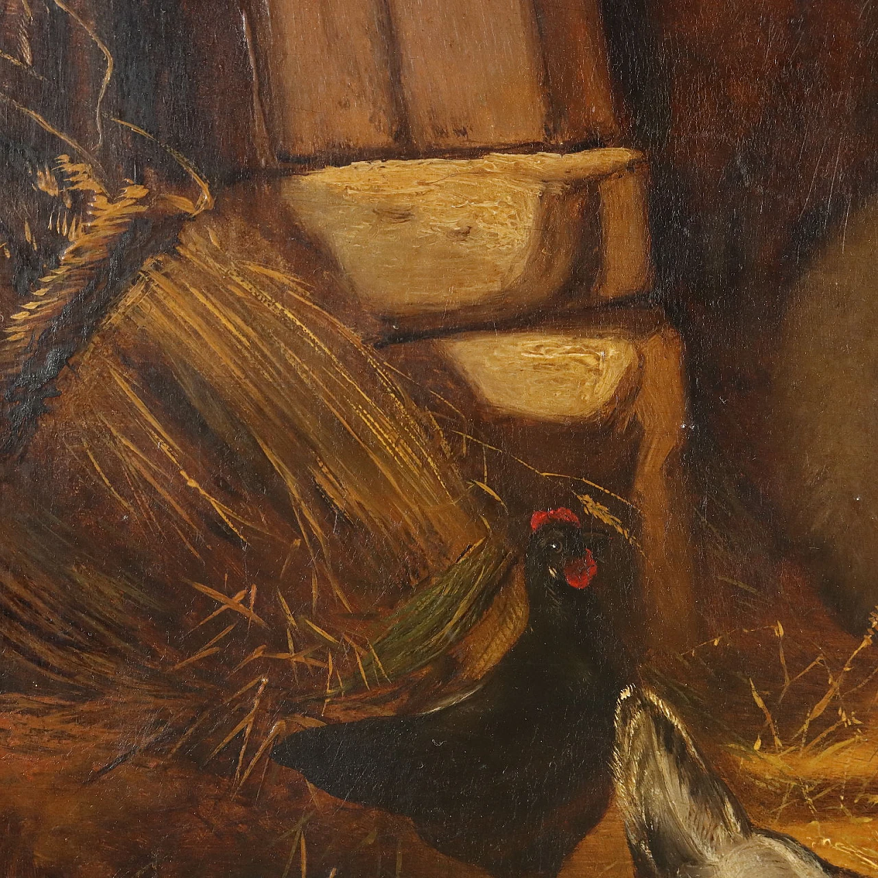Eugène Verboeckhoven, In the barn, oil on panel, 1857 5