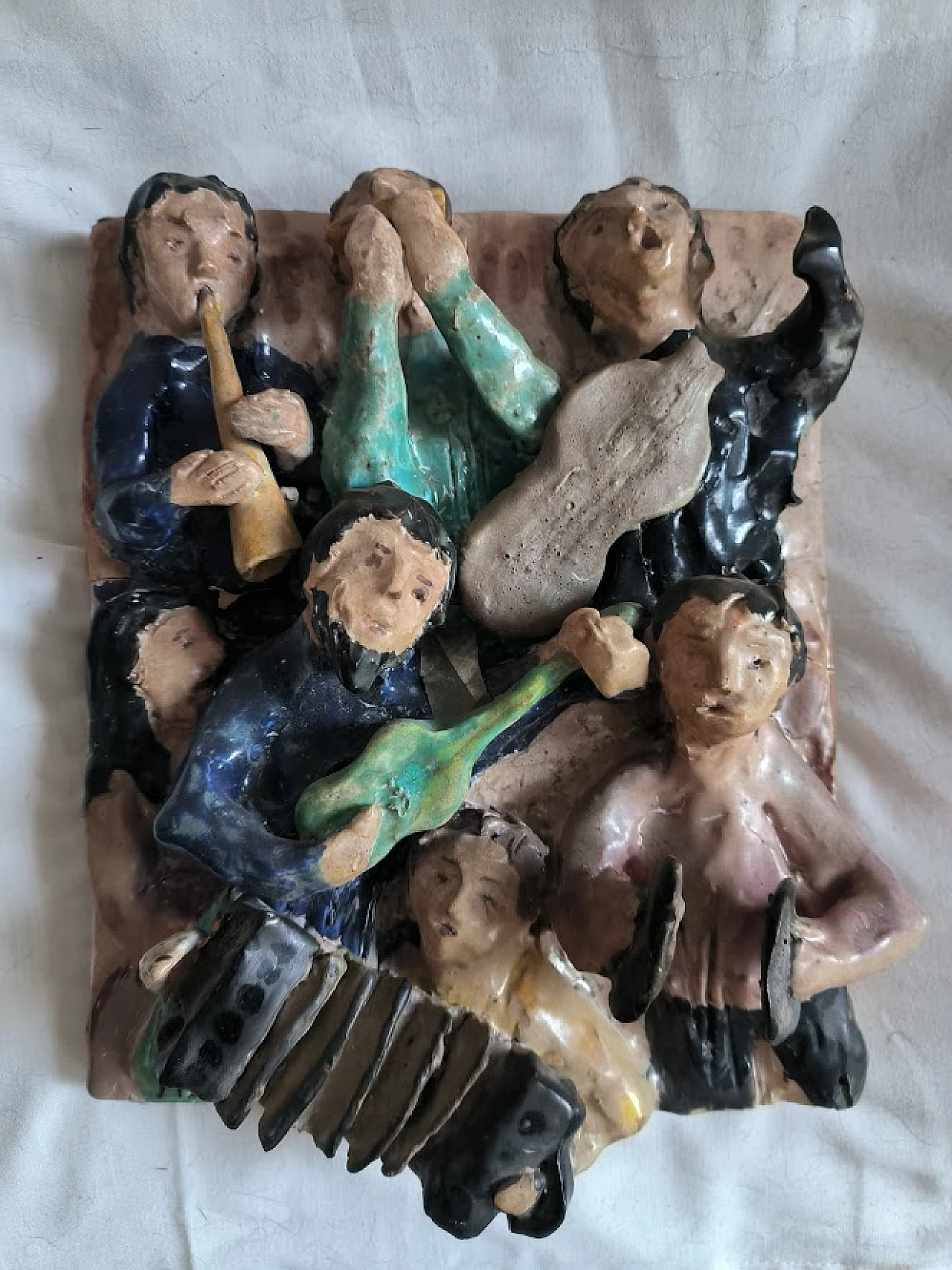 Sculpture "The jazzists" Italian artist ceramic, 60s 3