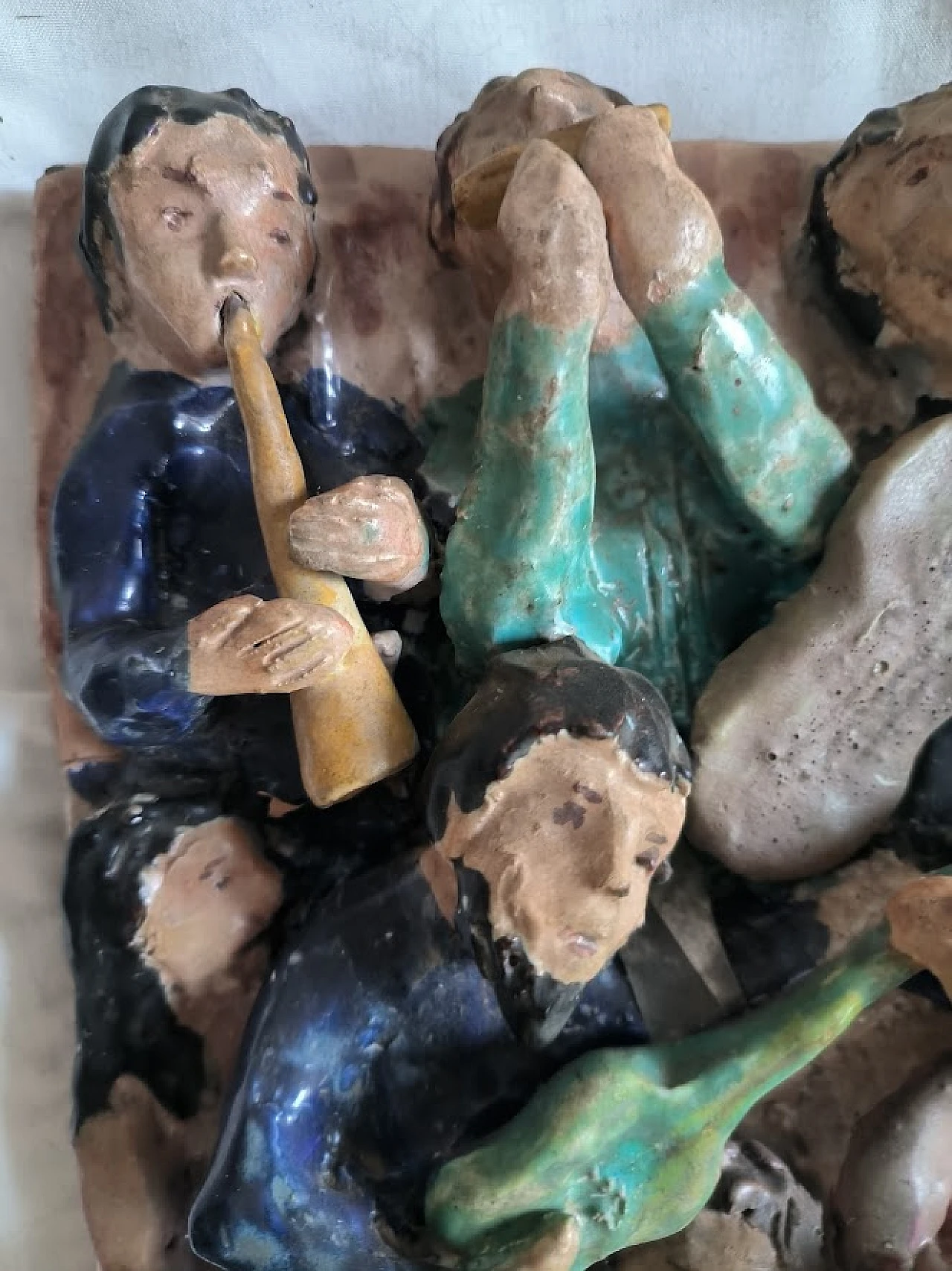 Sculpture "The jazzists" Italian artist ceramic, 60s 4