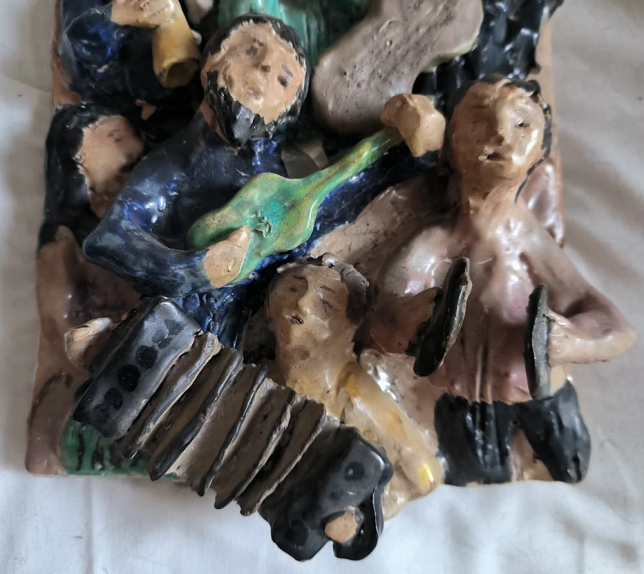 Sculpture "The jazzists" Italian artist ceramic, 60s 5