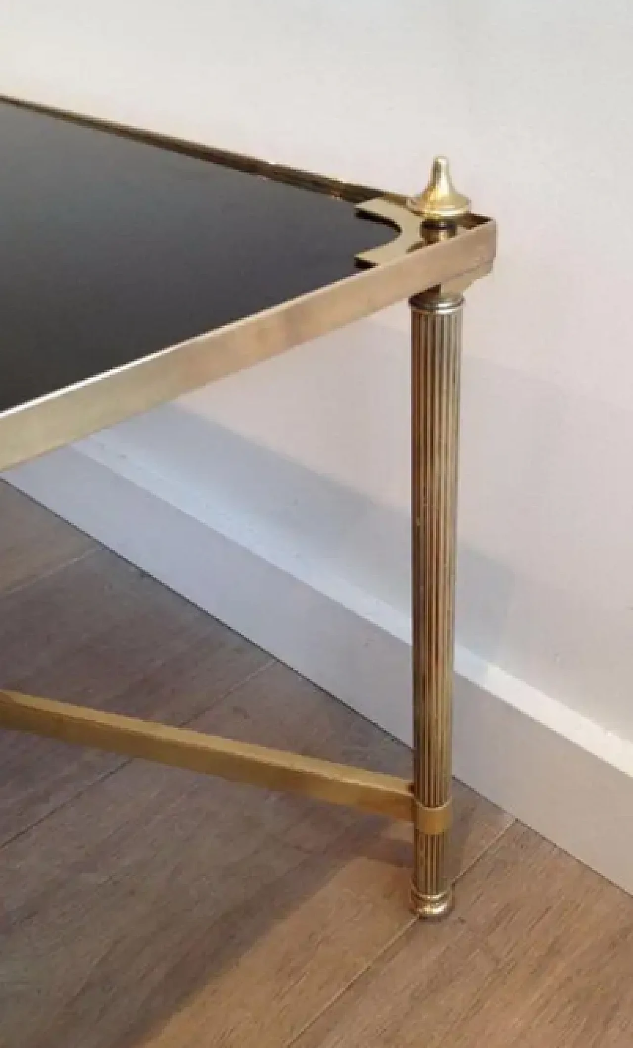 Tavolino in ottone con piano in vetro di Maison Jansen, anni '40 5