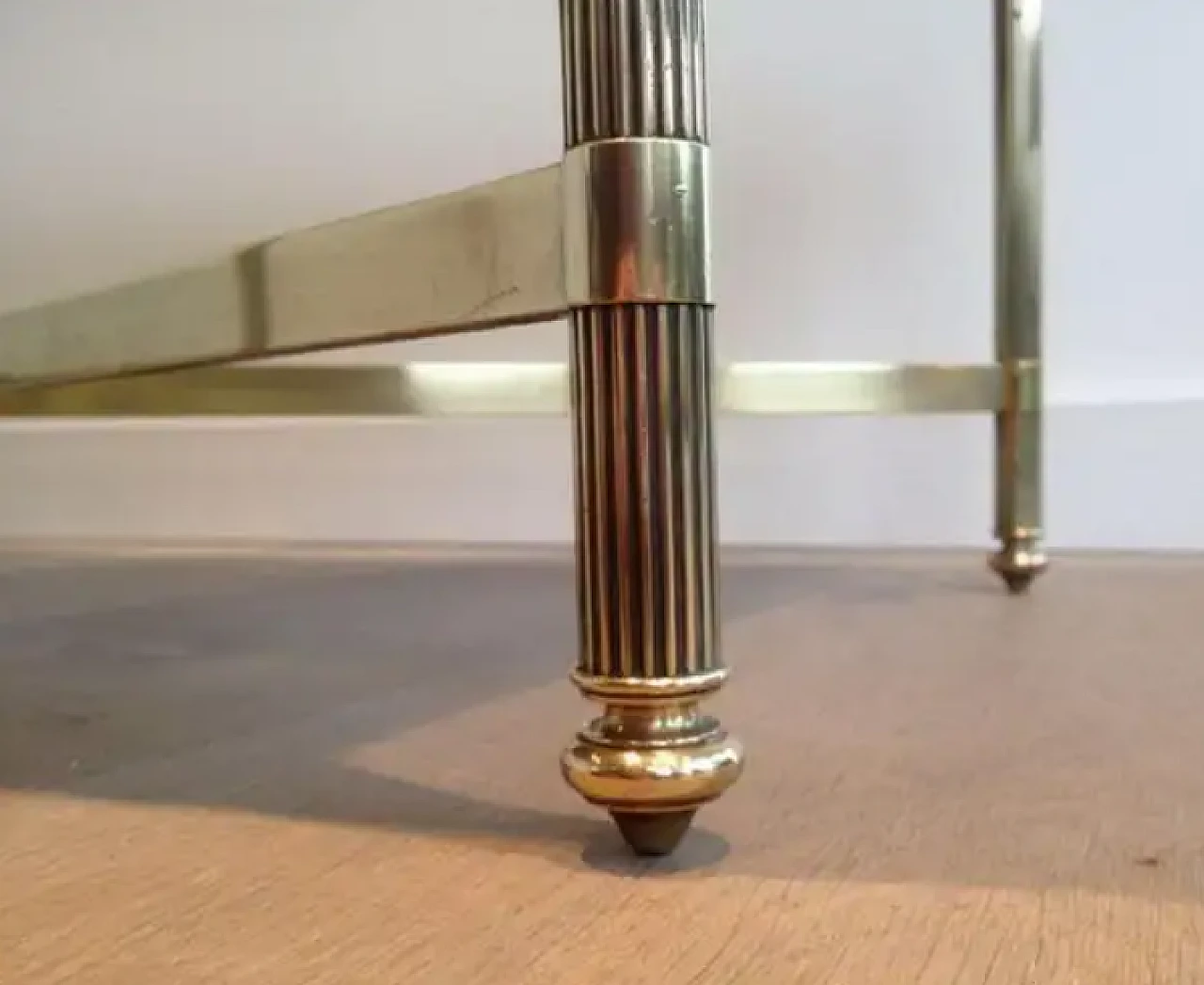 Tavolino in ottone con piano in vetro di Maison Jansen, anni '40 7