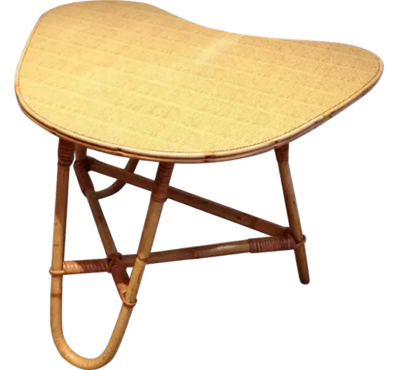 Tavolino da caffè francese in rattan a forma libera, anni '70 5