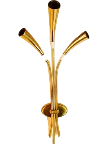 Lampada da parete a tre luci di Oscar Torlasco, anni '50