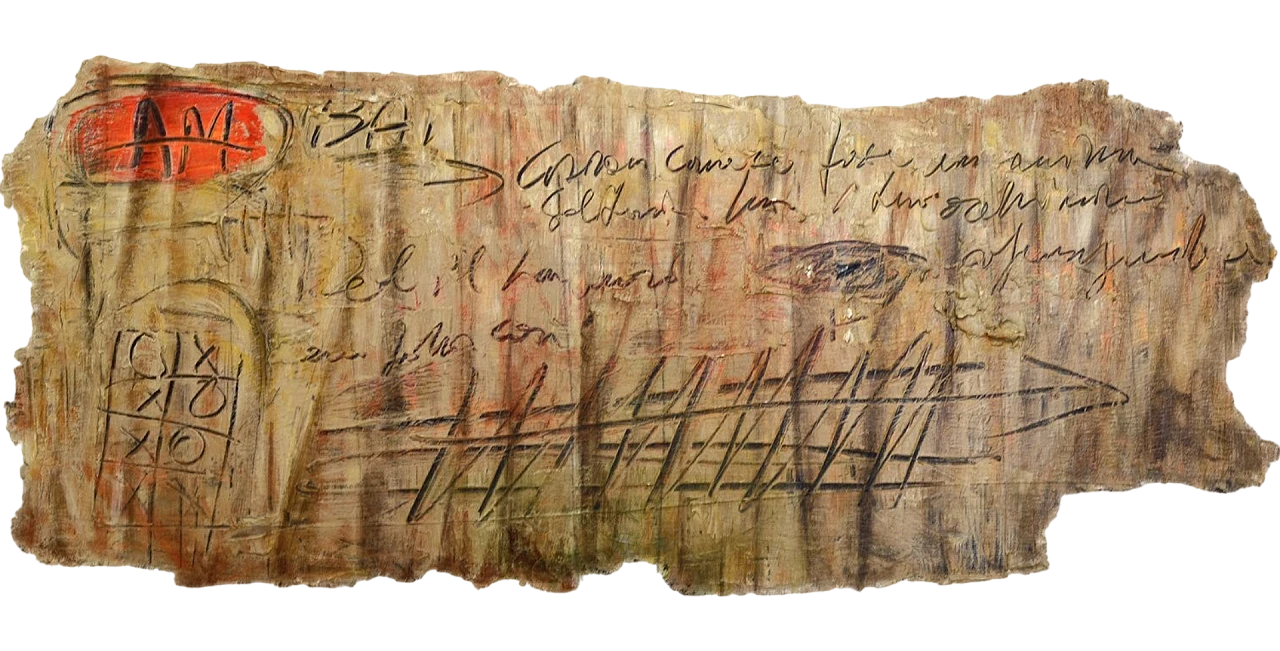 Papiro nr. 1 di Massimo D'Orta, tecnica mista su tela, anni 2000 14