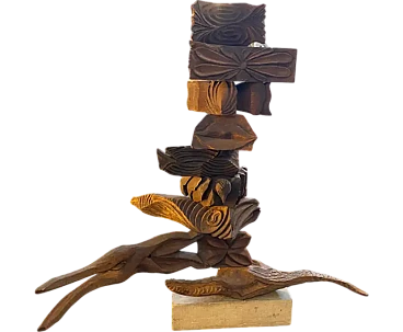 Hand-carved wooden organic sculpture from Sciacca, 2000s