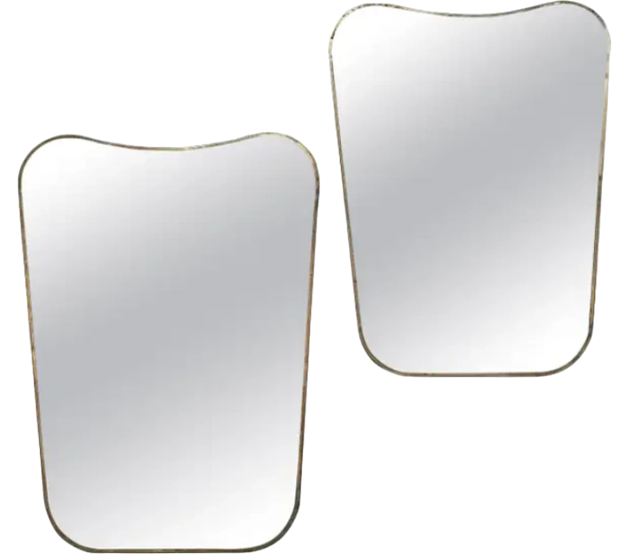 Pair of Gio Ponti style brass biscuit mirrors, 1960s 11
