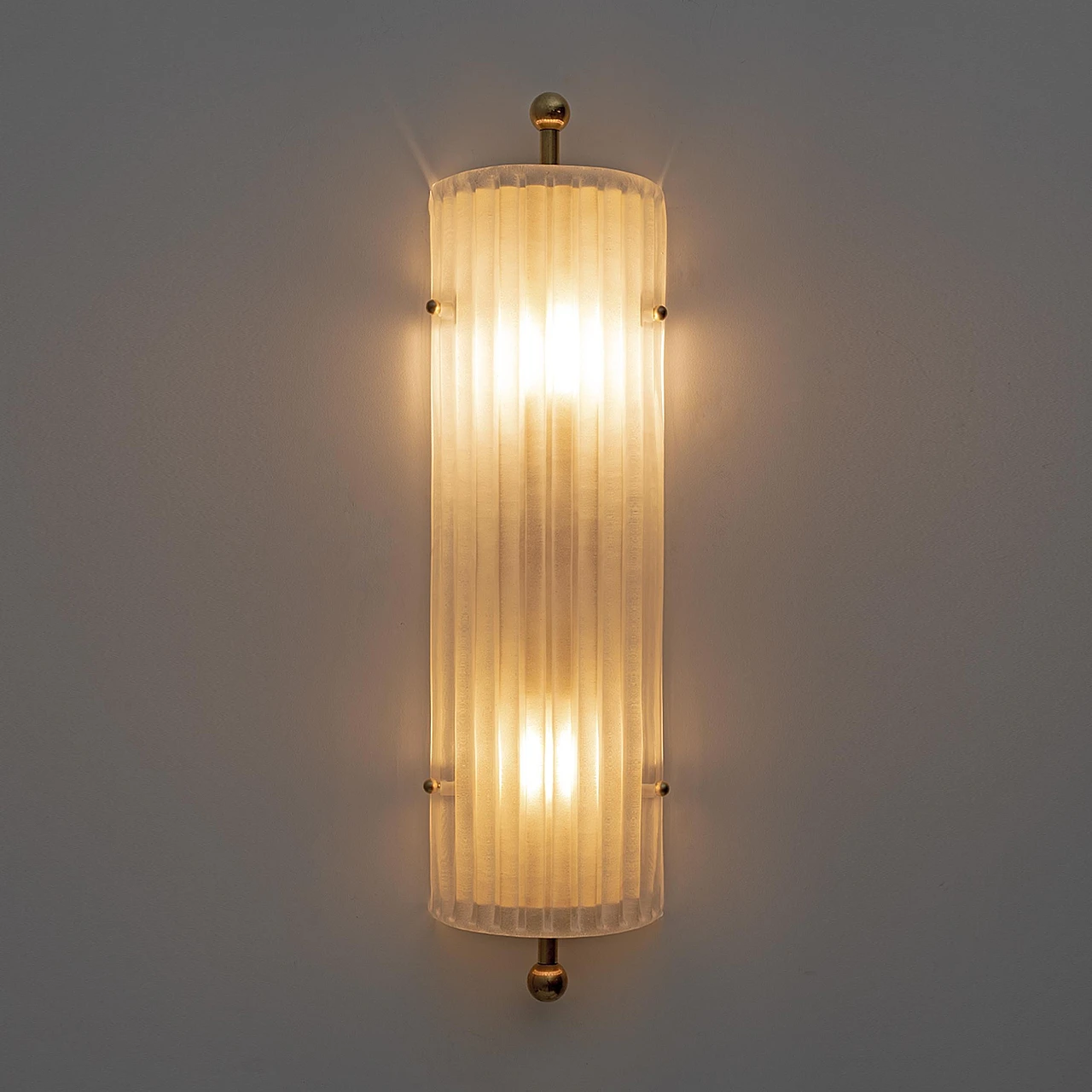 Coppia di lampade in vetro di Murano e ottone, anni 2000 5