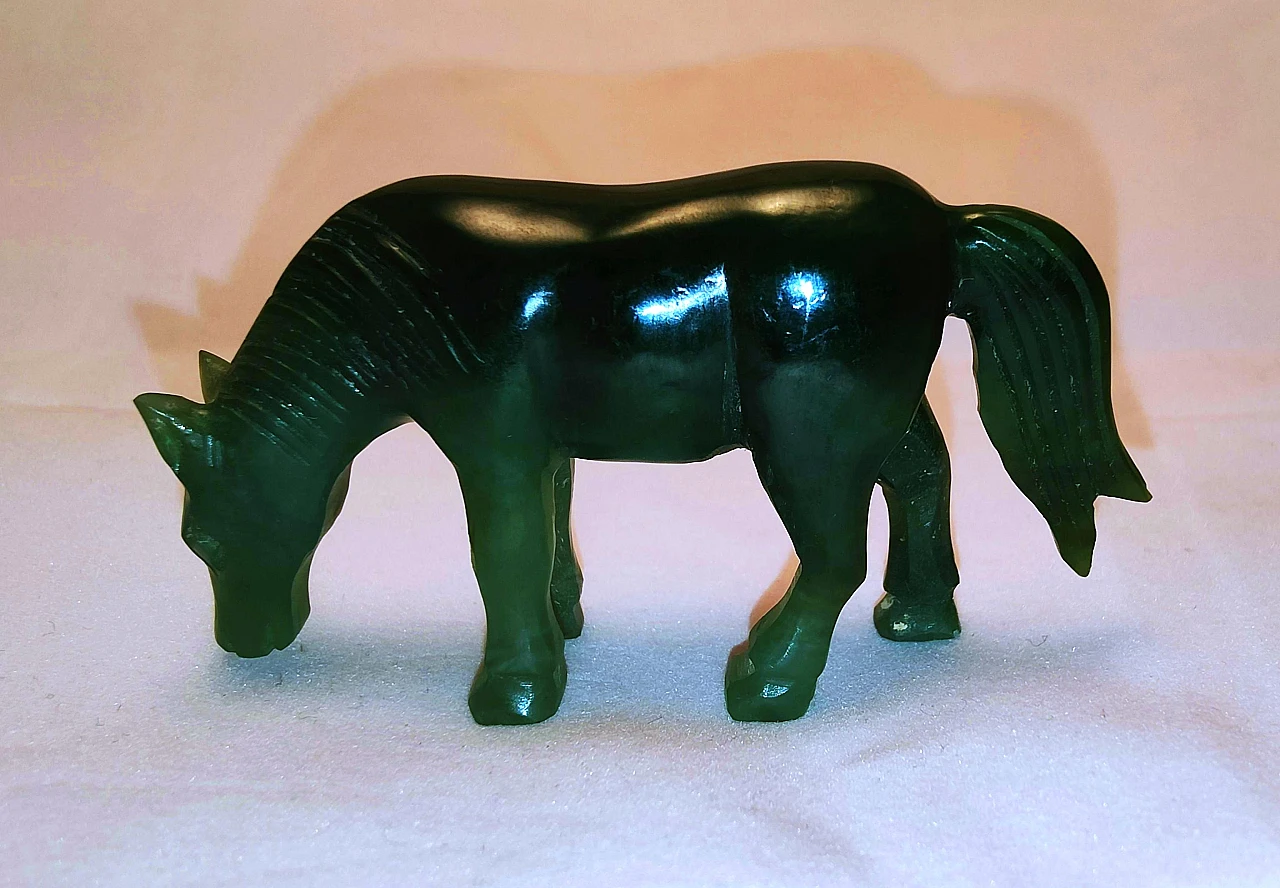 Vintage series of eight green jade horses 14