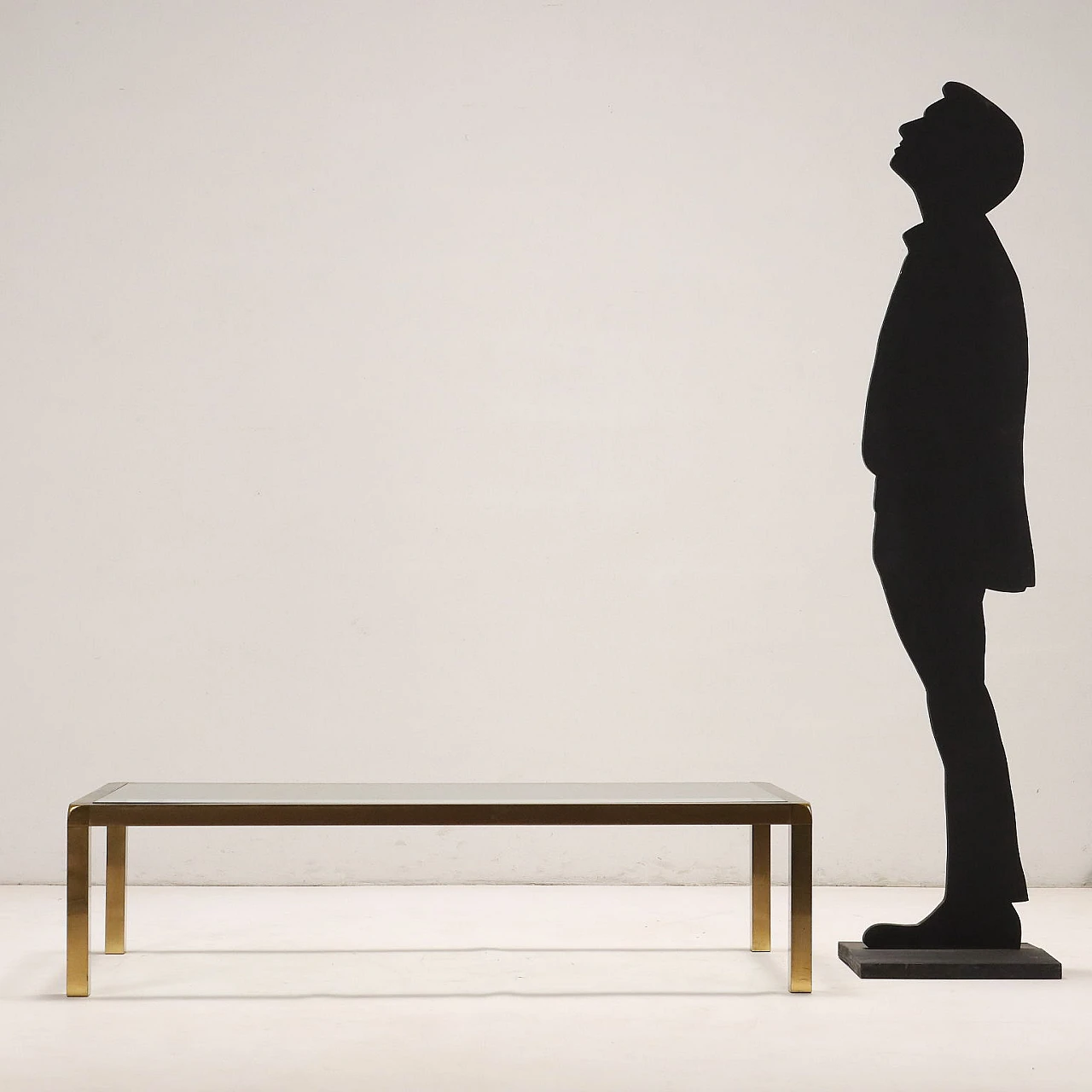 Rectangular coffee table in brass and glass, 1960s 3