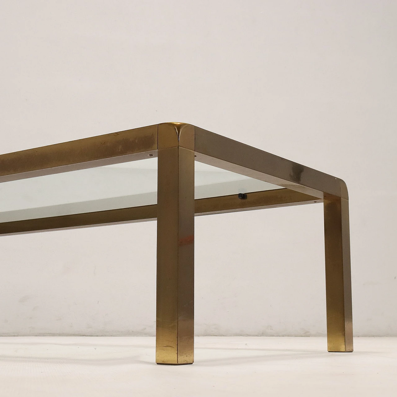 Rectangular coffee table in brass and glass, 1960s 4