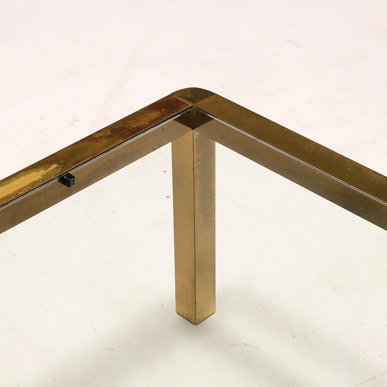 Rectangular coffee table in brass and glass, 1960s 7