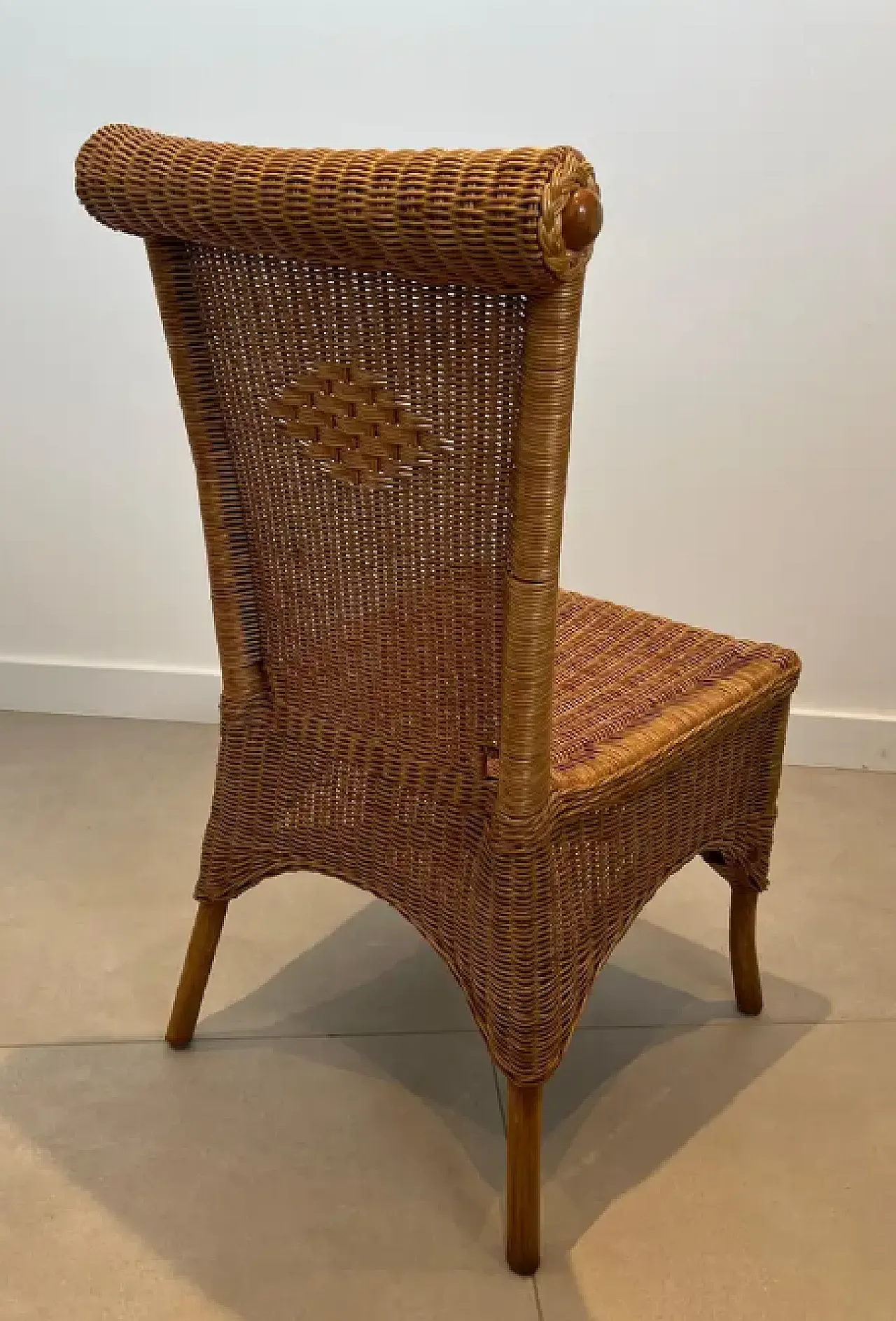 6 Sedie in rattan e legno, anni '70 6