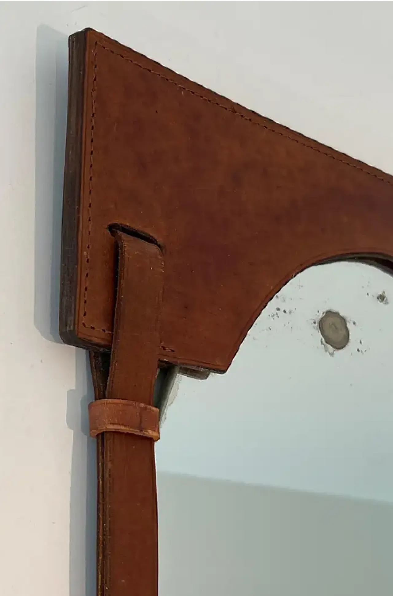 Leather mirror in the style of Jacques Adnet, 1950s 4