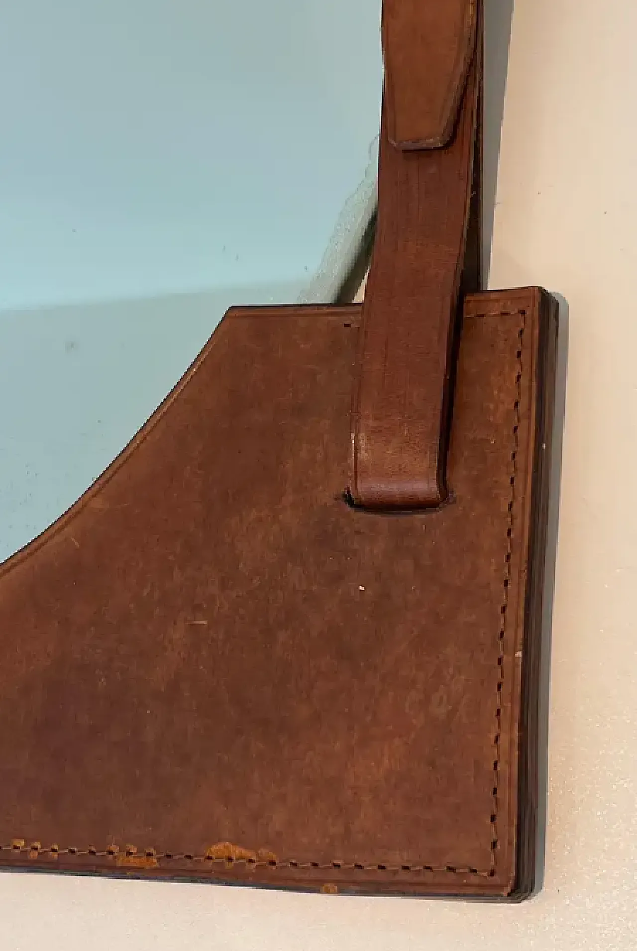 Leather mirror in the style of Jacques Adnet, 1950s 8