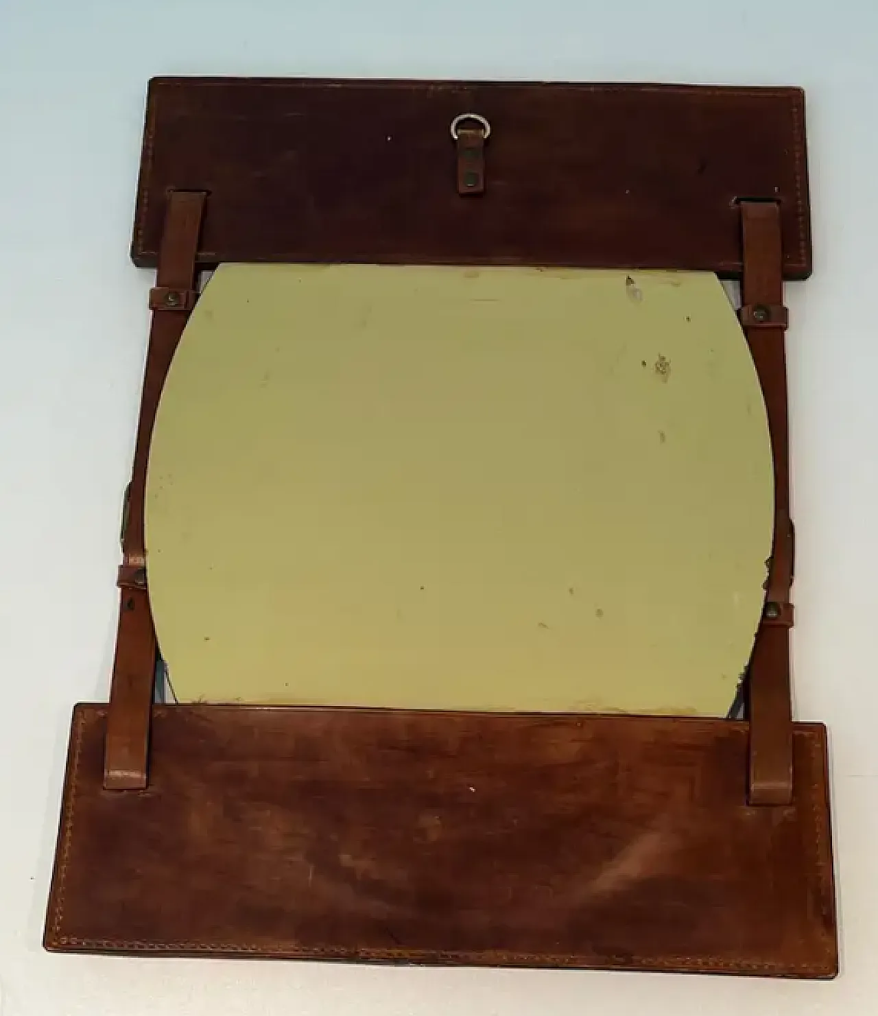 Leather mirror in the style of Jacques Adnet, 1950s 10