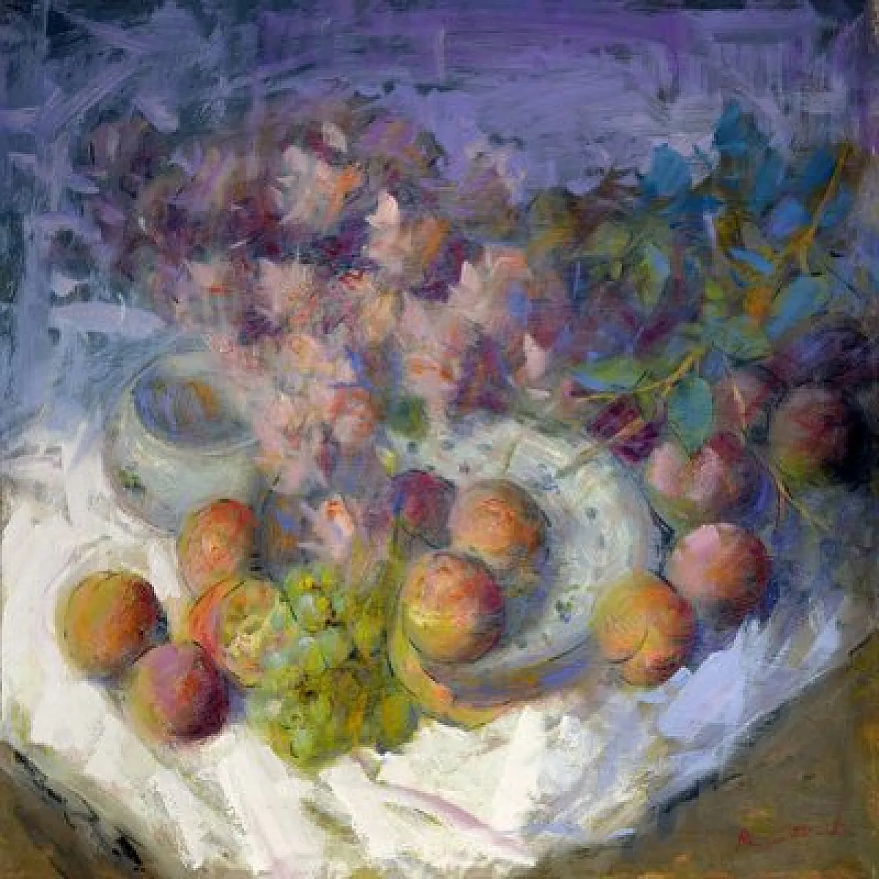 Floral composition by Renato Criscuolo, oil on canvas, 2000s 2