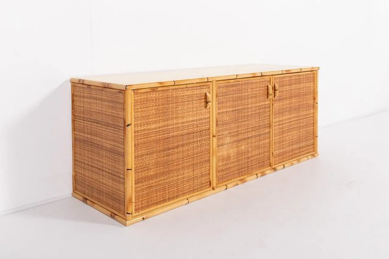 Vintage bamboo and wicker sideboard, 1990s 1