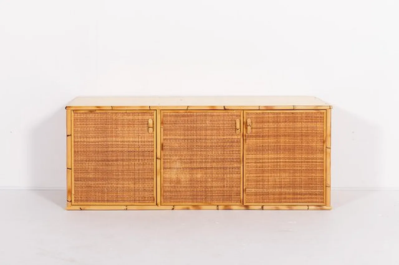 Vintage bamboo and wicker sideboard, 1990s 2