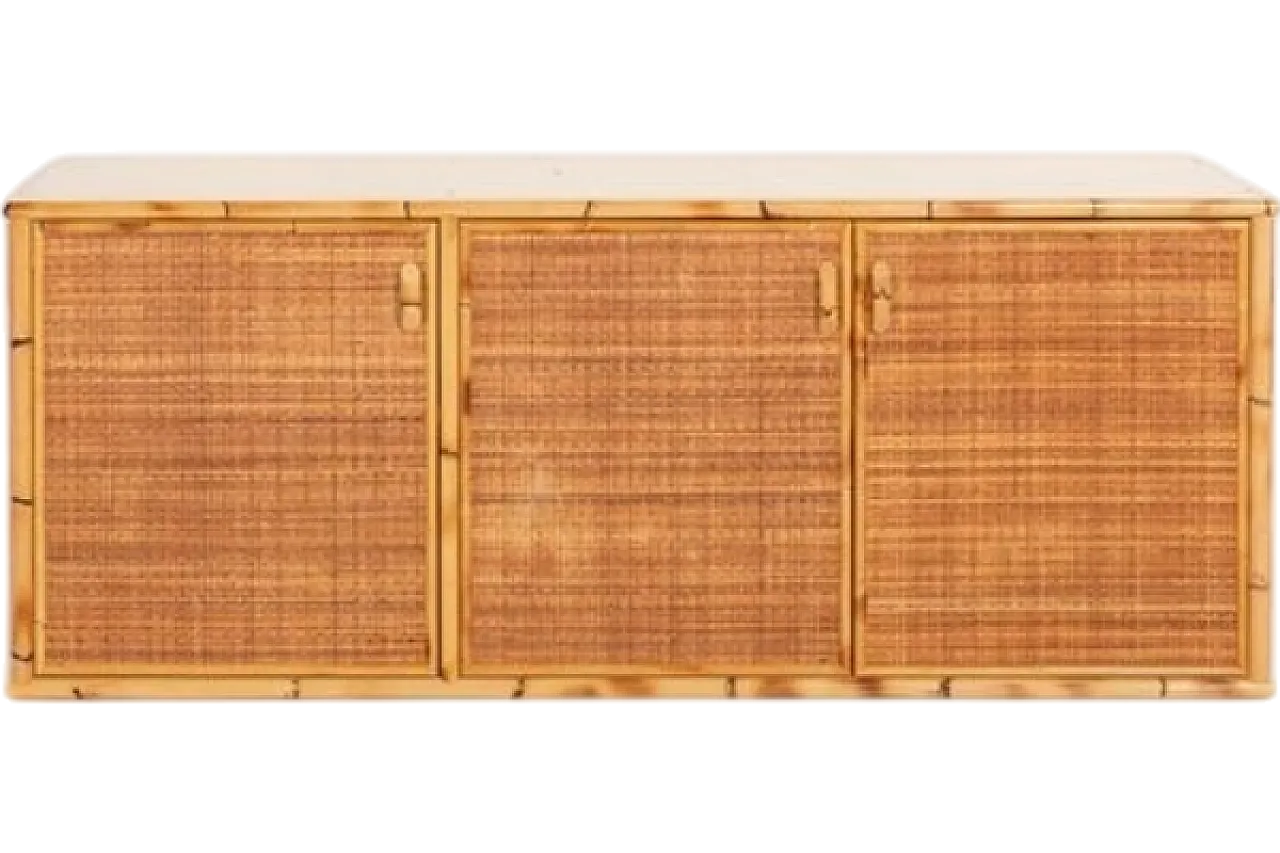 Vintage bamboo and wicker sideboard, 1990s 7