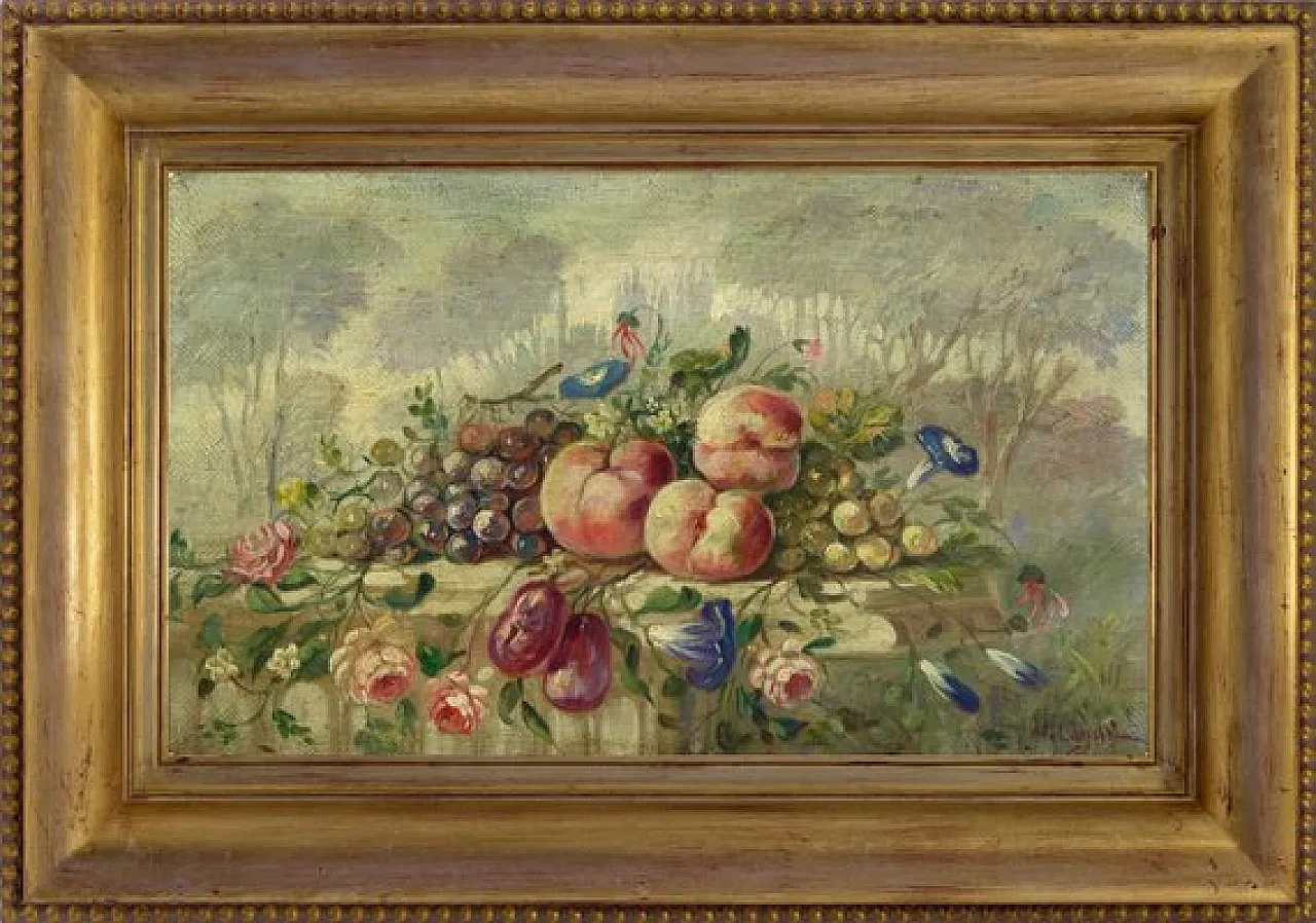 Still Life by Vittorio landi, oil on canvas with frame, 1990s 1