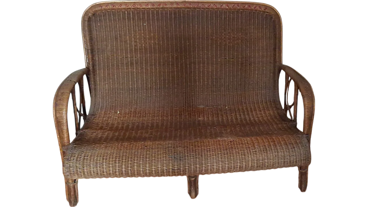 Wicker sofa, 1950s 9