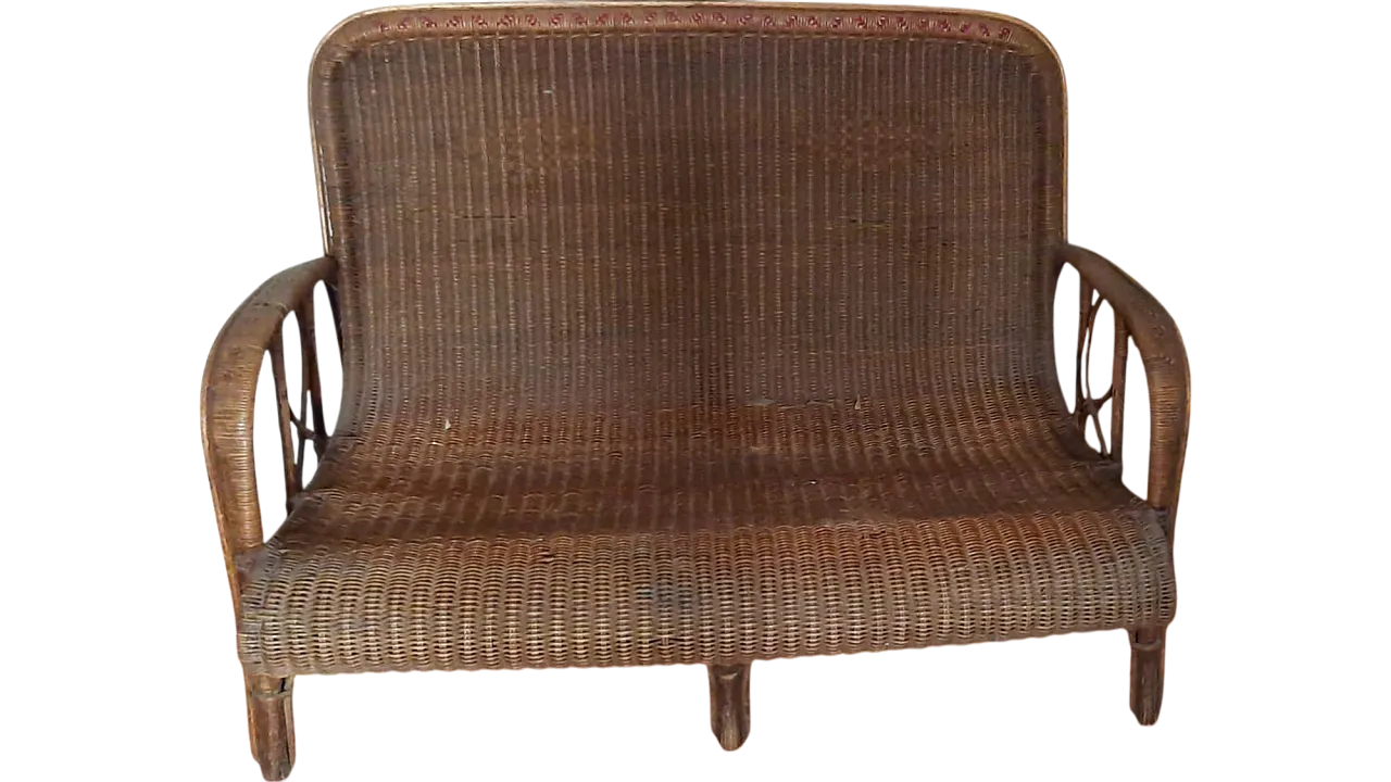 Wicker sofa, 1950s 10