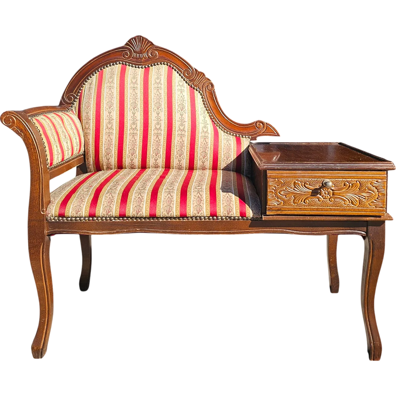 Poltrona con cassetto porta telefono, anni '70 6